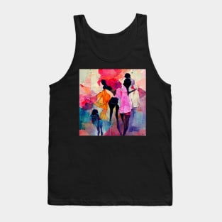 Abstract design of ladies wearing colorful dresses. Tank Top